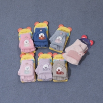 Children's gloves winter girls boys winter baby baby baby baby half finger five fingers 0-2 children keep warm