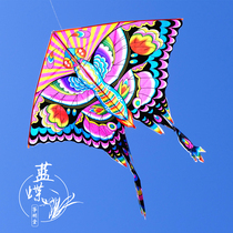 Beautiful big blue flower butterfly kite girl triangle Weifang kite Modern triangle color butterfly kite line wheel