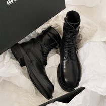 2021 New English style ANN thick-soled Martin boots women winter plus velvet leather slim womens short boots