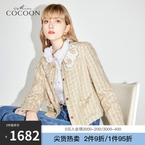 miss COCOON2021 autumn new womens small fragrant style top lace collar short fashion embroidered coat