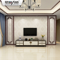 TV background wall border decorative strip New Chinese living room line solid wood wall panel Film and Television wall grid shape