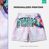 Hot spring holiday anti-embarrassing quick-drying beach pants loose large size male cartoon shorts Tide brand double-lined swimming trunks