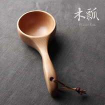 Japanese-style whole wood handle Wooden scoop Water scoop Rice scoop Large wooden spoon Grain rice spoon Kitchen creative wooden measuring spoon