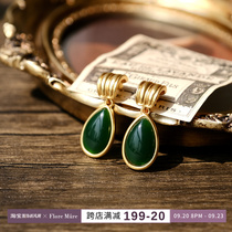 King Lake Vintage original homemade medieval retro ear accessories 18k gilded ancestral green earbuds ear clip