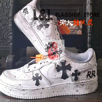 DIY graffiti sneakers AJ1 Air Force AF British cashew LV fabric tie-dyed custom-made leather Diamond repair