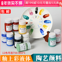 Ceramic Art Glaze Color Liquid Pigment 12 Color Set 750-850 Low Temperature Baked Flower Ceramic Painting New Color
