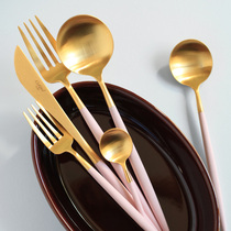 Cutipol｜GOA pink gold plated imported Portuguese handmade stainless steel knife fork and spoon dessert dining set