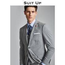 Formal gray suit suit mens three-piece mens business casual suit Korean slim custom groom dress