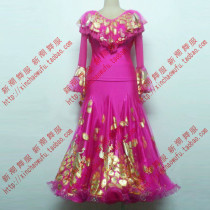 2019 New Modern dance suit womens long sleeve Joker flower square dance ballroom dance suit D92