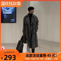 Winter woolen coat mens long Korean version thick double-breasted mens English double-breasted cashmere trench coat coat