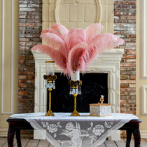 Harvest cottage ostrich feather decorations DIY creative wedding road lead shooting props retro pink INS Wind