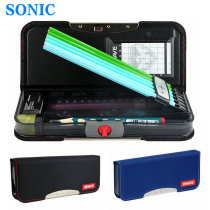 Japan Imports SONIC Elementary School Students Pencil Case Boy Children Lead Pencil Case Double Open Face With Magnetic Attraction Lock Catch