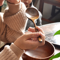 South Korea Net red eat and broadcast long handle wooden spoon dry rice people special spoon Japanese food spoon oversized wooden spoon drinking soup spoon