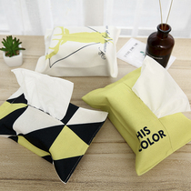 Recommended simple and modern yellow and black striped fabric paper bag cotton and hemp paper towel bag paper towel bag household tissue box