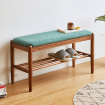 Solid wood soft bag household shoe stool Nordic simple entrance porch low stool small shoe rack Japanese-style door shoe stool
