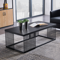 Nordic simple modern fire stone office sofa coffee table iron tempered glass industrial tea table minimalist black
