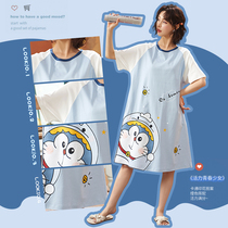 Night dress womens summer 2021 new pure cotton short-sleeved large size maternity pajamas spring and summer thin cute home clothes