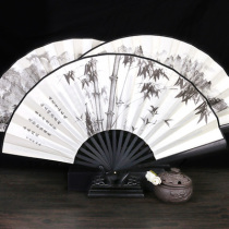 Ancient Wind Hanfu Folding Summer Fold Fan Subman portable Trampoline Fan Ink blank fan Silk Cloth Xuan Paper Advertising Fan