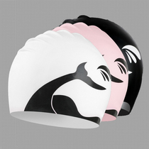 Fashionable silicone swimming cap women waterproof non-head face small hair special plus big head for men and women tide