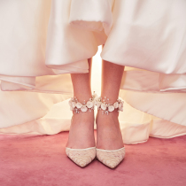 Georges GEORGE SYLVIA designer original handmade wreath strap fairy lace wedding shoes Sissi