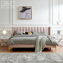 ON7 home Nordic light luxury bed cloth bed imported velvet pink ins Net red bed metal bedroom double bed