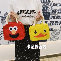 Cartoon canvas bottle thermos bag can be used as Mommy bag lunch bag picnic lunch bag picnic lunch bag lunch bag