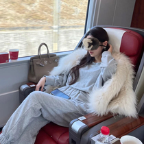 True Rex Rabbit Hair Fragrant logo boutique shading eye protection Curry plush fur sexy solid color sleep for the journey