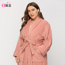 Womens fat plus size cotton towel bathrobe fat MM pregnant womens bathing bathing warm bathing four seasons