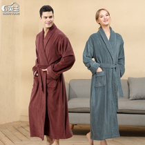 Thickened long bathrobes pure cotton towels for men and women couples yukata absorbent quick-drying hotel cotton nightgown autumn and winter