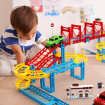Electric rail car racing track childrens toys educational track assembly car train boy 3-6 years old 4-5