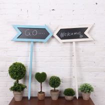 European style pastoral retro old arrow small blackboard garden direction guide sign room road sign with long stick
