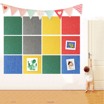 Kindergarten works display color felt Board Message Board Bulletin board photo background wall felt tape back cork board
