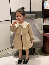 2021 Autumn New bun mother girl girl baby solid color khaki classic windbreaker white coat