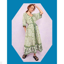 East Side Collar Printed National Wind Leisure Tandem Dress Straight Mail UK 2023 New Womens Dress