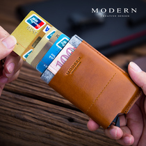 Germany Modern new leather automatic credit card box anti-demagnetization bank card clip Ultra-thin business card card bag wallet