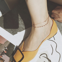 Noble Lady Korea does not fade 18k18k bag rose gold slim minimalist ultra-fine double-layer anklet
