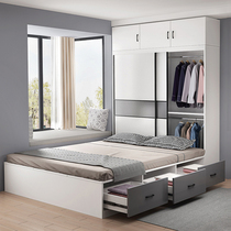 Tatami wardrobe bed integrated childrens small apartment cloakroom combination bed saving space multifunctional high Box storage bed