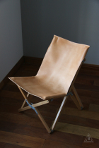 Jubilee green leather handmade cowhide American Japanese outdoor portable solid wood folding chair camping beach chair Mountain Wild Luxury