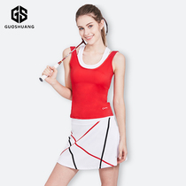 Badminton clothes womens summer sleeveless sports vest Tennis suit suit sexy top anti-walking short skirt quick drying clothes