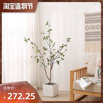 Nordic ins wind net red green plant simulation Tsubaki tree Fake tree Indoor living room floor-to-ceiling large potted decorative plants