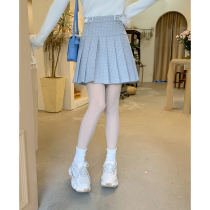 Cloth sauce original Landao Changle milk blue plaid wool blue plaid woolen high waist pleated skirt autumn and winter New