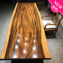 Walnut solid wood large board table Log tea table Tea table Dining table Ebony boss desk desk clearance 2 meters
