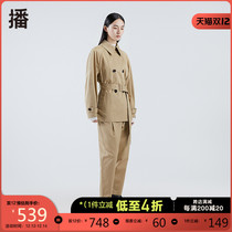 Broadcast 2021 Winter new design sense temperament shirt tip collar long sleeve short windbreaker female DDO4FD4135
