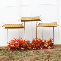 Chinese wedding decoration decoration stage background decoration gazebo cabin wedding scene welcome wrought iron road guide props