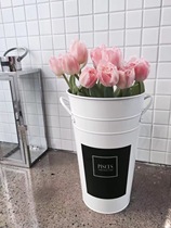 American pastoral wedding blackboard flower bucket Wedding vase Primary color retro tin bucket White dried flower bucket flower pot