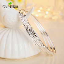 999 sterling silver bracelet female starry solid multi circle young three students simple Three Ring thin bracelet