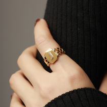 DINN new light luxury diamond letter ring fashion personality niche retro simple opening adjustable diet ring