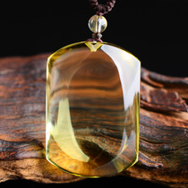 Customized natural yellow crystal safe thing brand pendant men and women safety brand pendant square card wishing brand necklace female