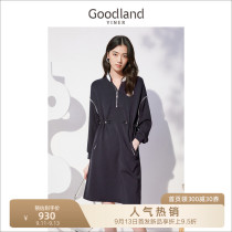 Sound beauty land womens 2022 autumn new long sleeve drawstring waist sweatshirt dress