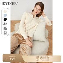 YINER soundtrack mall with the same womens clothing 2021 autumn and winter new half open collar lantern sleeveless jersey